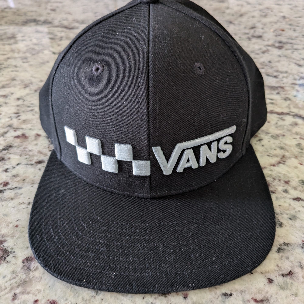 Vans Black Hat with White Checkered Logo
